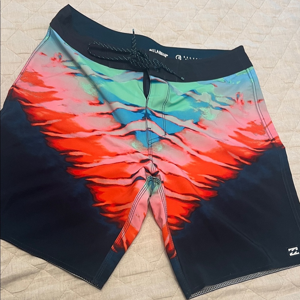 Billabong Men's Vibrant Red and Black Board Shorts